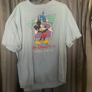 Vintage Disney Light Blue Mickey Mouse Short Sleeve Tee